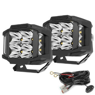 LED werklampen set 9 tot 32V DC 122W combo met side shooter en witte DRL, foto 2
