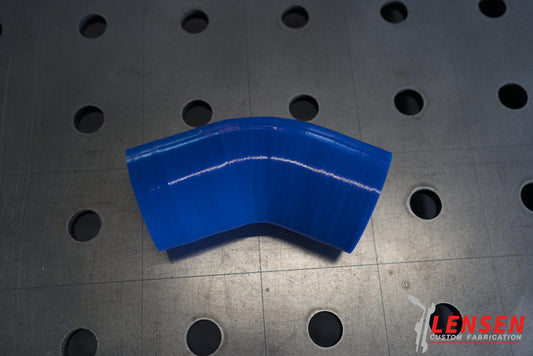 Siliconen slang bocht 45 graden 76 mm blauw