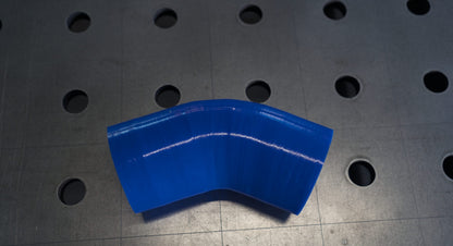 Siliconen slang bocht 45 graden 76 mm blauw