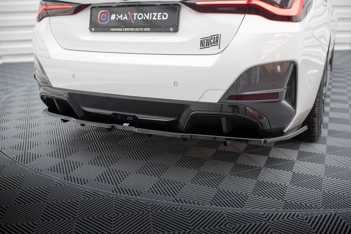 Maxton Design Rear Splitter (With Vertical Bars) V.1, BMW i4 M-Pack G26
