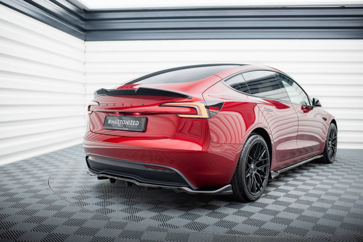 Maxton Design Rear Splitter (With Vertical Bars) V.1, Tesla Model 3 Project Highland(Facelift)
