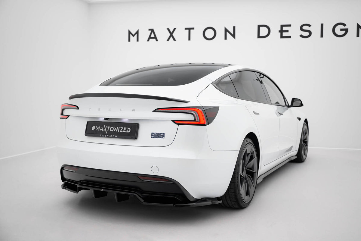 Maxton Design Rear Splitter (With Vertical Bars) V.2, Tesla Model 3 Performance Mk1 Facelift