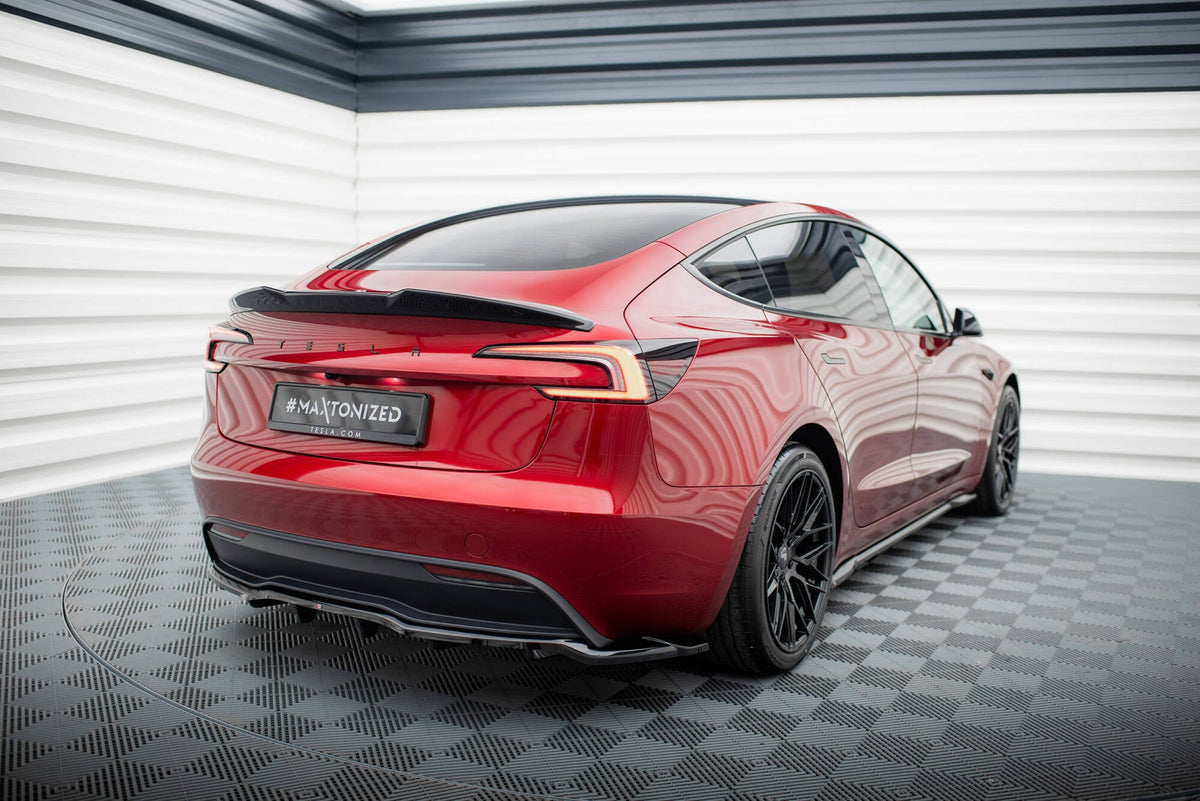 Maxton Design Rear Splitter (With Vertical Bars) V.2, Tesla Model 3 Project Highland(Facelift)